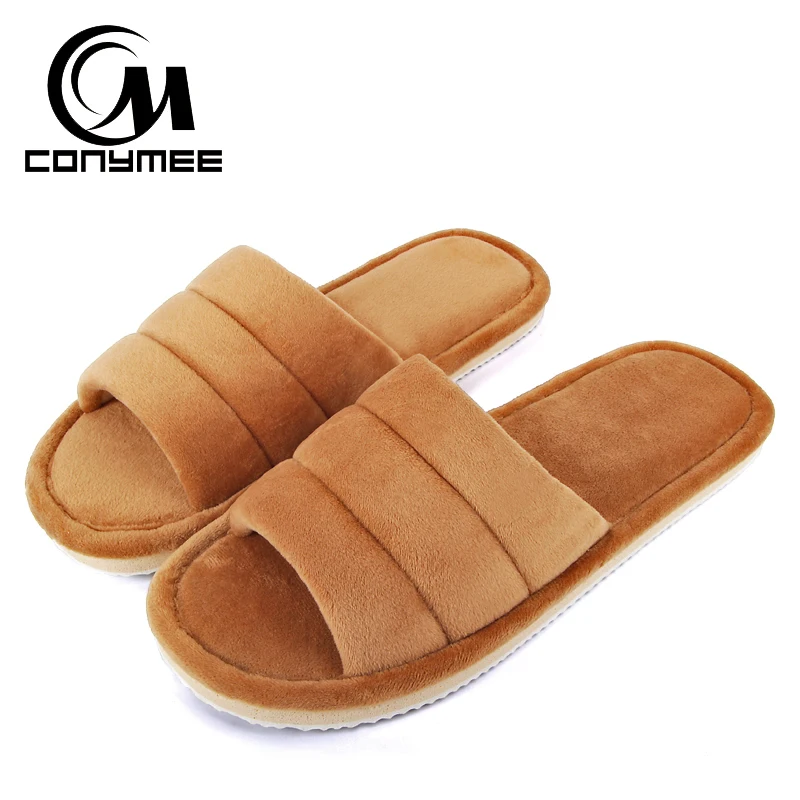Forthery Men's Light Weight Sandals Solid Color Home Indoor Non-Slip Winter Warm Cotton Shoes Slippers Flip Flops 