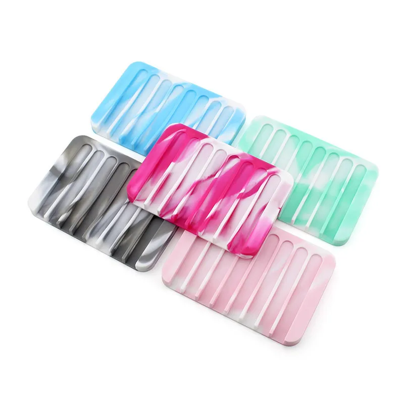 

1PC Silicone Soap Dish Holder Accesorios Bathroom Plate Shower Soap Holder Bathroom Soap Drain Box With Comb-shape Drain #BL5
