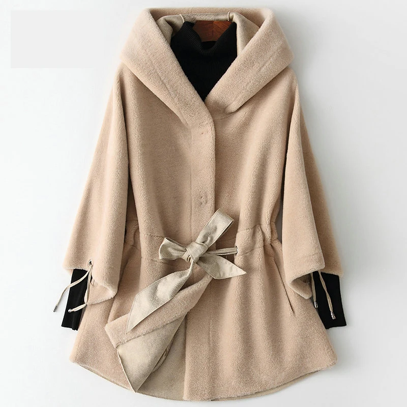 Пальто из натурального меха, шерстяная куртка, осенне-зимнее пальто, женская одежда,, корейские элегантные пальто из овечьей шерсти, женские топы, HQ19-ZZH1806C - Цвет: GongMi