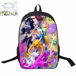 16 Inch Приключения Время Рюкзак Mochila Двойная Молния Рюкзак Девушки Парни Школьный Аниме Mochila Эсколар Бесплатная Доставка A146