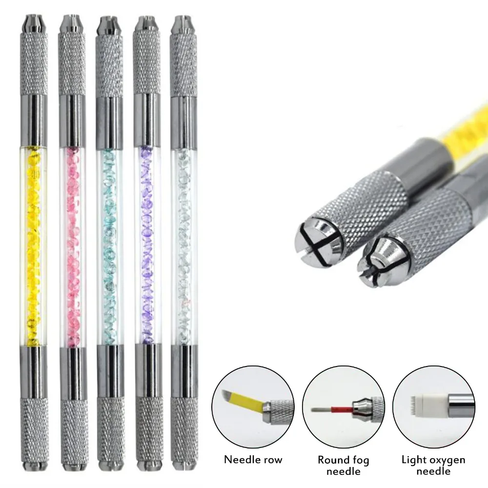 Manual Double Crystal Acrylic Tattoo Pen Microblading Permanent Eyebrow Tools | Красота и здоровье