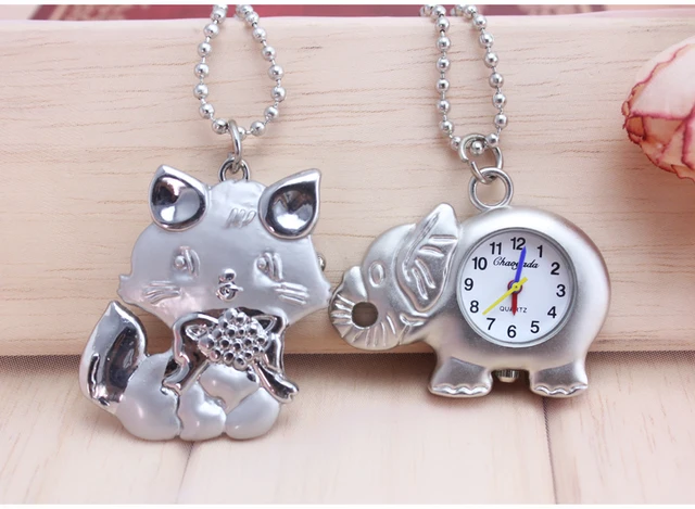 New Fashion Silver Elegent Lovely Cat elephant car bear skull Quartz Pocket Watc New Fashion Silver Elegent Lovely Cat elephant car bear skull Quartz Pocket Watc