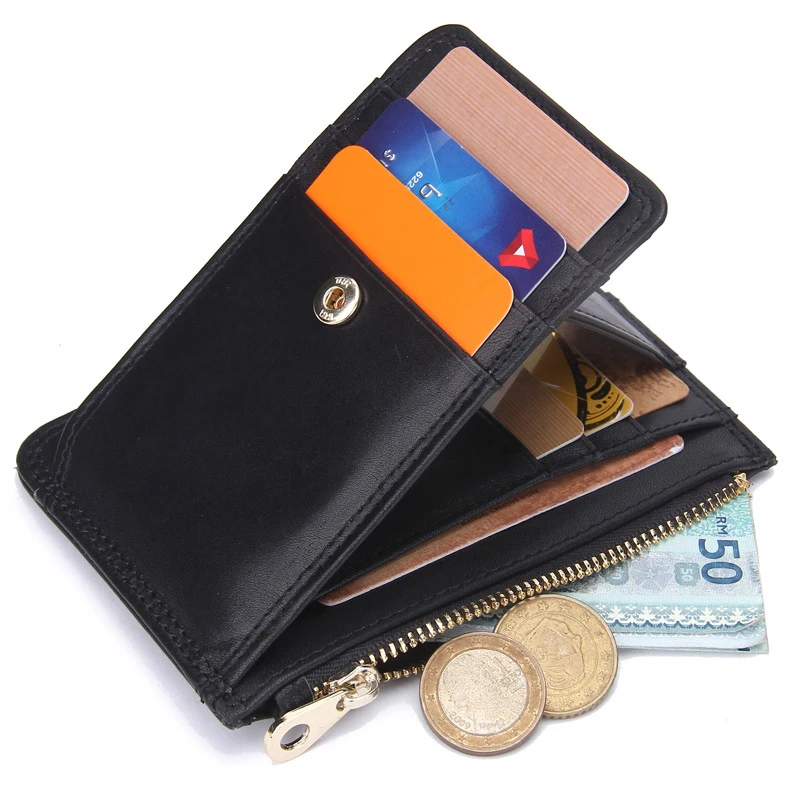 

Men's Fashion Short Genuine Leather Wallet Coin Purse Male Money Bag Purses Soft Card Holder Case Soild Brief Design Wallets