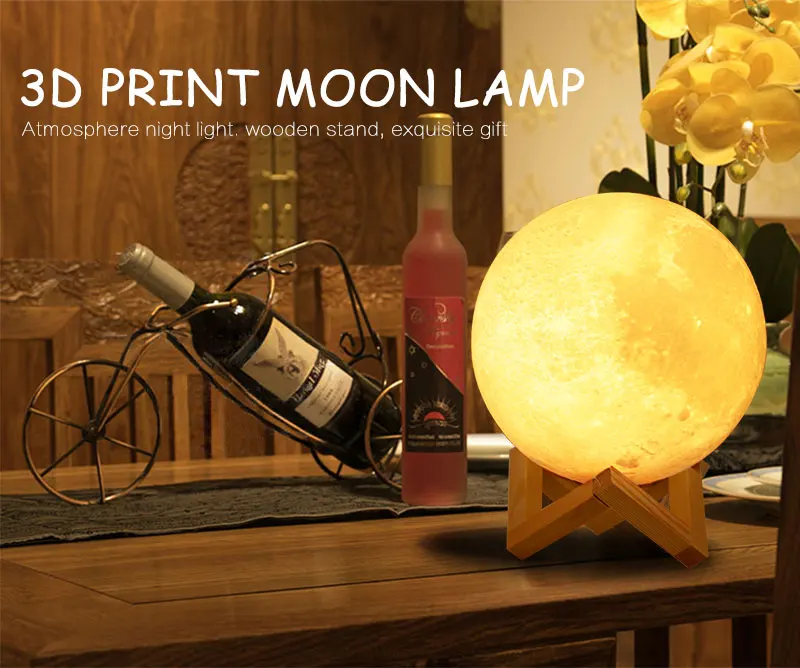 Перезаряжаемый 3D принт лунный свет 2 цвета сменная Лунная лампа сенсорный выключатель Лунная ночь свет Домашний Декор креативный подарок
