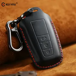 KEYYOU автомобиль из натуральной кожи ключевой Обложка держатель для Toyota Camry Land Cruiser Corolla C-HR 2018 Fob 3 Кнопка Ключевые аксессуары