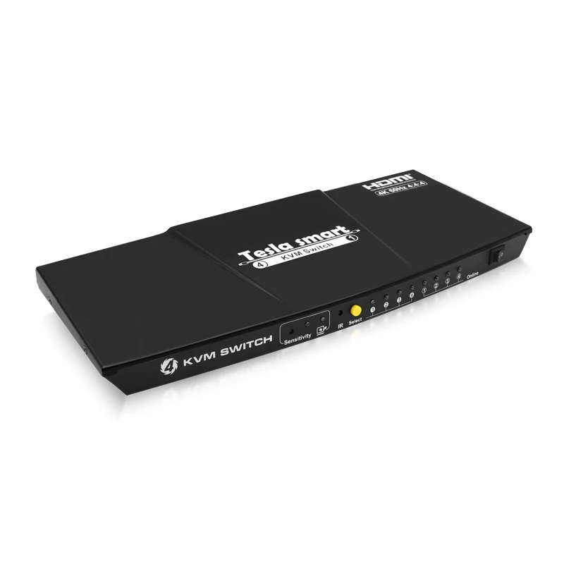 DHL Бесплатная 10 шт Черный Тесла smart HDMI 4K @ 60 USB HDMI kvm-переключатель 4 Порты и разъёмы USB KVM HDMI коммутатора Поддержка 4 K * 2K @ 60Hz очень USB2.0 Порты и