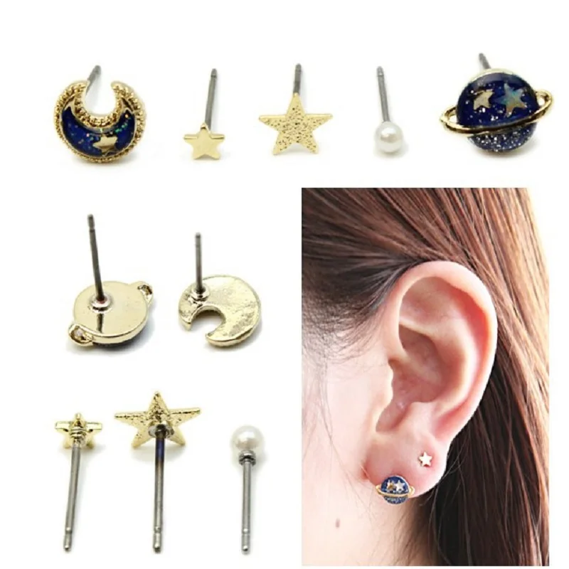 

2018 Fashion Planetary Planet Universe Acrylic Summer Earrings For Women Earring Ear Clip Creative Cartoon Party Earring Jewelry