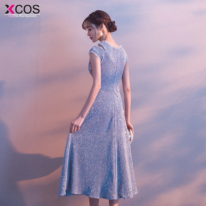 Baby Blue Homecoming Dresses Scoop Jersey A-line Sparkle Vestido Graduacion Corto Mujer Cocktail Party Dress