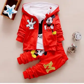 

2017 New Chidren Kids Boys Clothing Set Autumn Winter 3 Piece Sets Hooded Coat Suits Fall Cotton Baby Clothe 0-3y