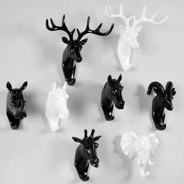 Meijswxj Resin Crafts Wall Hook Vintage Deer Head Animal Meijswxj Resin Crafts Wall Hook Vintage Deer Head Animal Clothing Display Racks Coat
