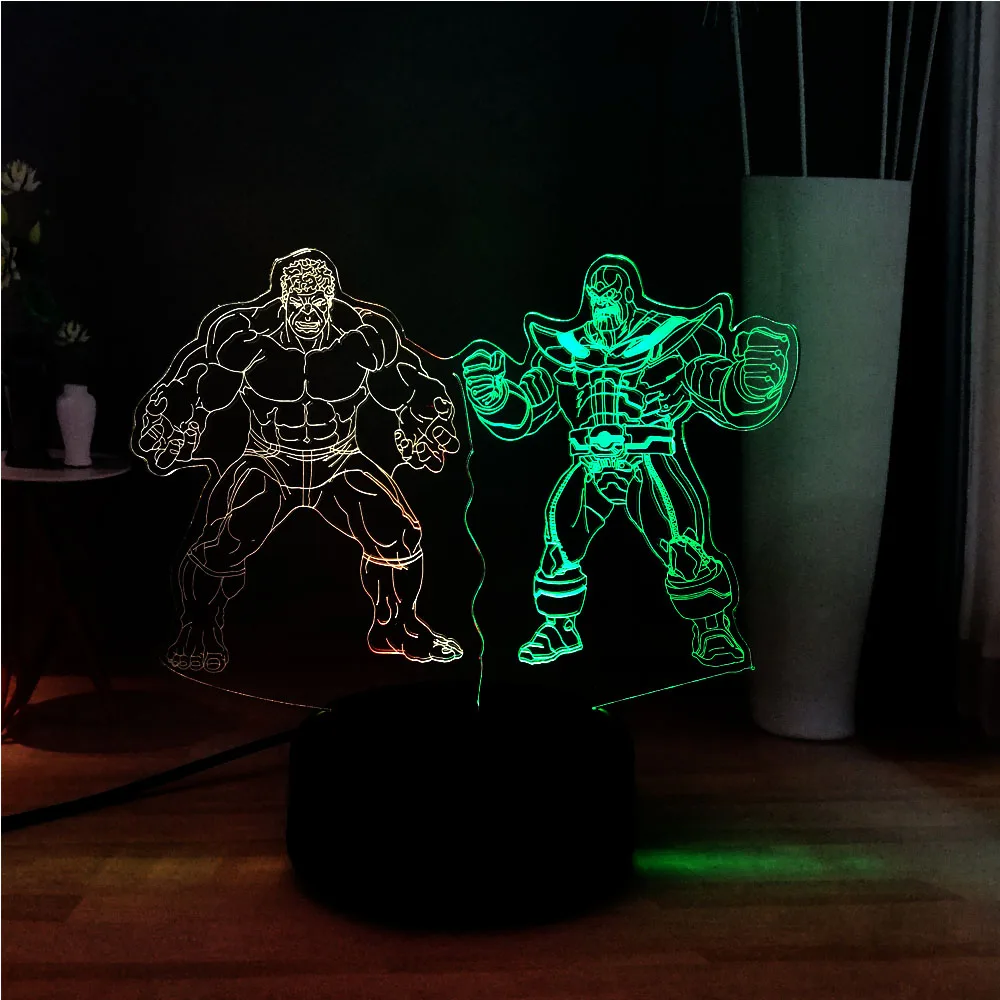 Акрил Marvel серии герой нового 3D Разноцветные 7 Изменение Халк месть злодей светодиодный Роман домой спать Dec атмосферу настольный свет подарок