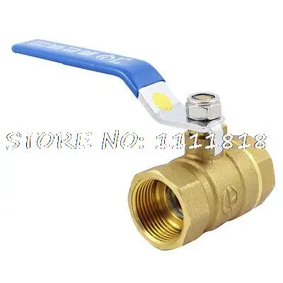 

3/4" PT to 3/4" PT Female Thread Blue Lever Handle Ball Valve Gold Tone