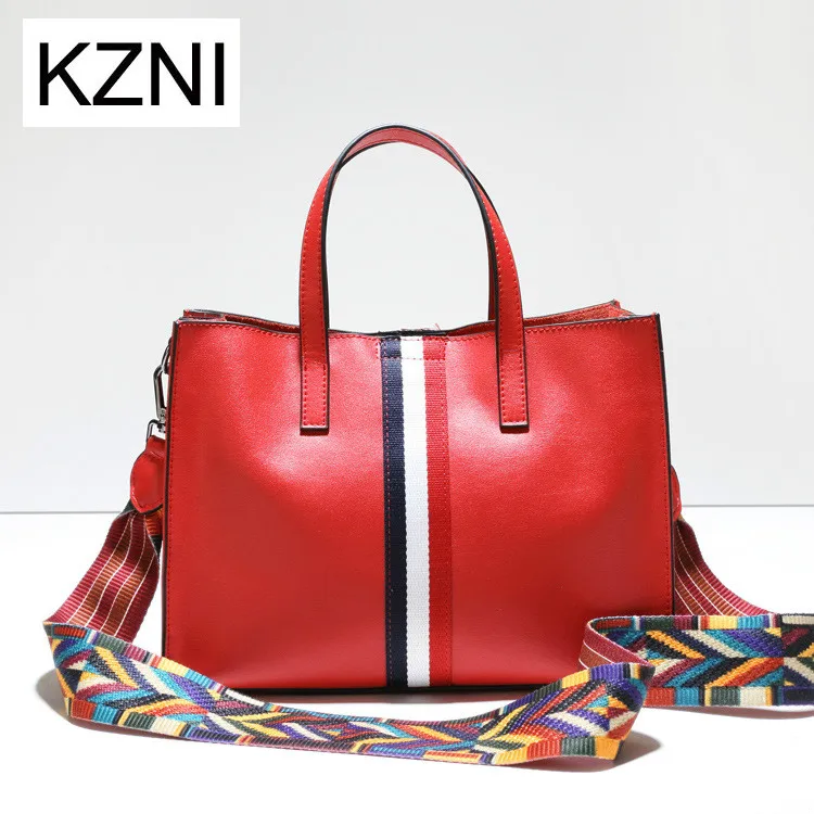 KZNI ladies hand bags women bag chain genuine leather bags women messenger bag borse donna marche famose 2017 brand Z031905