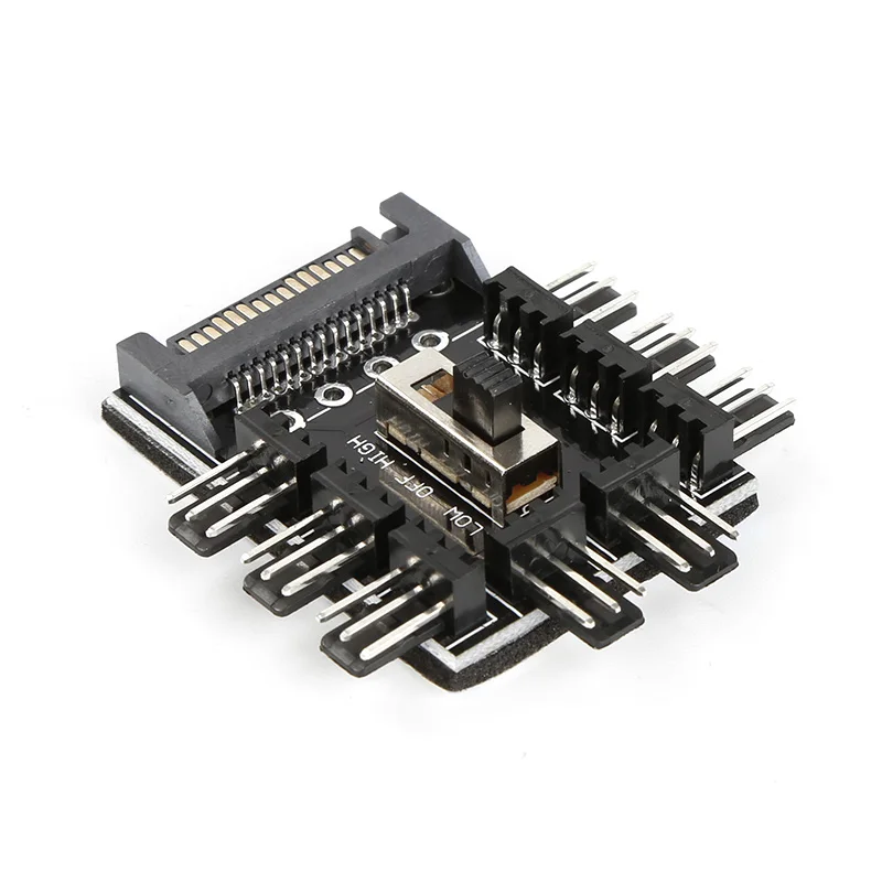 SATA 1 To 8 Way Cooling Fan Speed Regulator Switch 3pin 12V Power