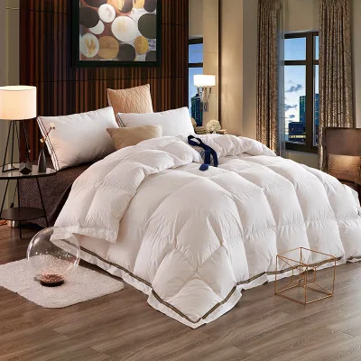 Отель плотное теплое пуховое одеяло 95% белый гусиный пух/утка вниз хлопок Пододеяльник twin полный размер королева подарок одеяло - Цвет: white