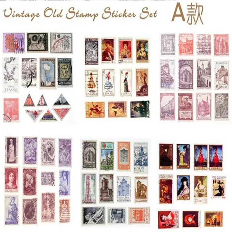 Free shipping,16*16cm DIY Scrapbooking Paper Vintage Stamps Sticker