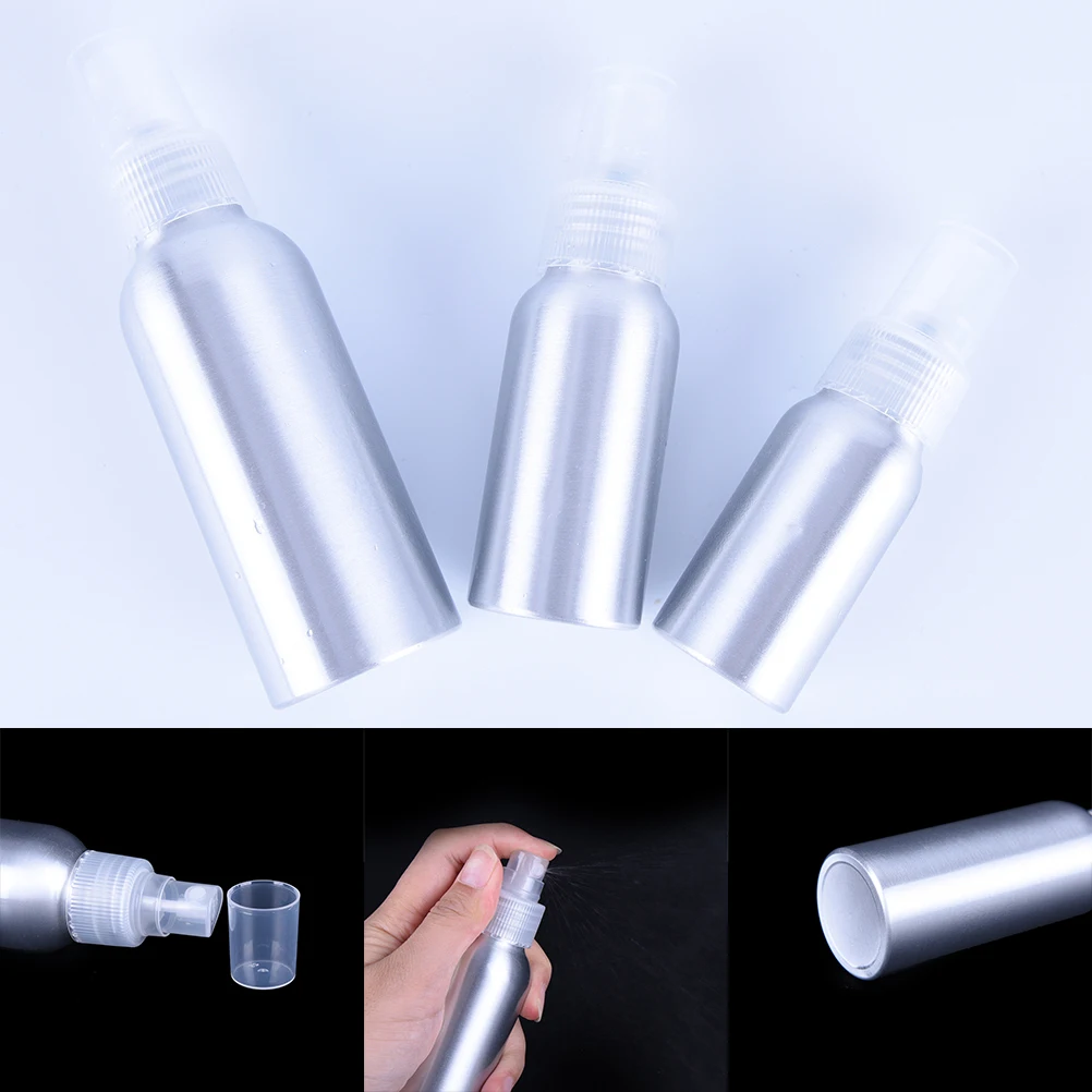 1Pc 30/50/100ml Clear Pump Aluminium Spray Bottle Fine Empty Perfume Spray Bottles Cosmetic Packaging Container