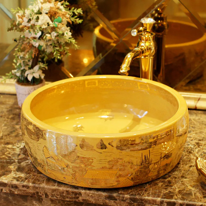 Colorful Bathroom Cloakroom Europe Vintage Style Art wash basin Ceramic