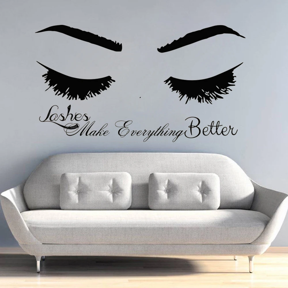 Eyelash Wall Decal Long Lashes Wall Sticker Beauty Salon Decoration