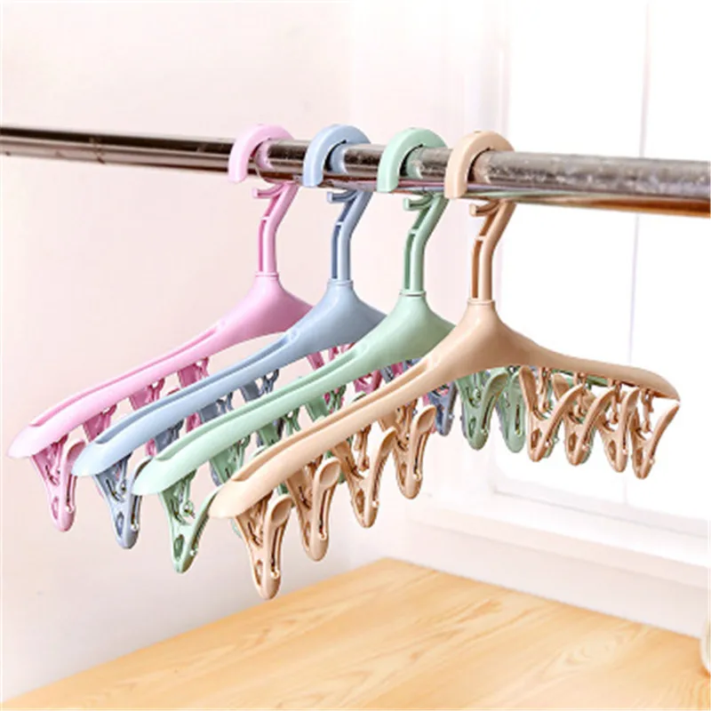 Hot Sale 8 Clips Plastic Clothes Hangers Underwear Socks Bra Dryer Hook Rack Clothes Hanging Drying Racks perchas para la ropa