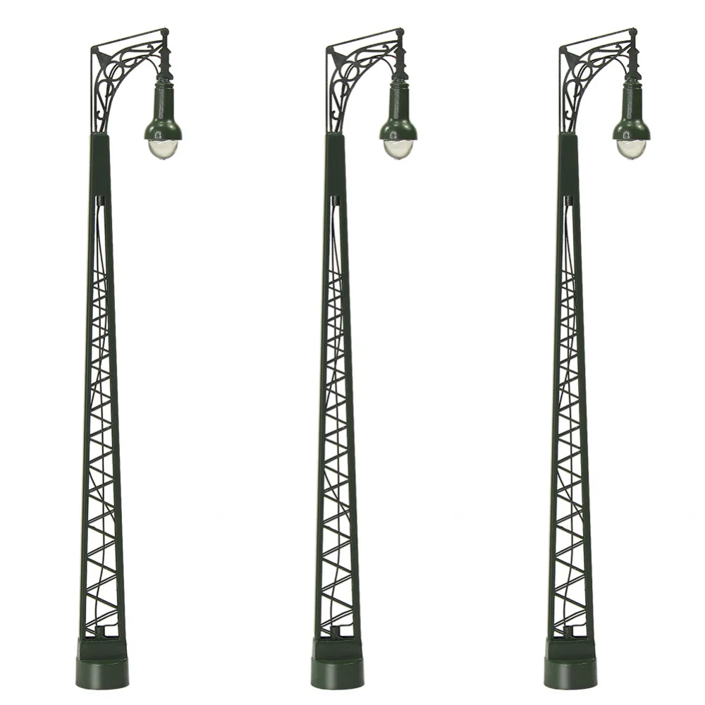 Evemodel 3pcs HO Scale Lamp Post 12cm 187 Street Lights Model Railway Train LEDs LQS65HO