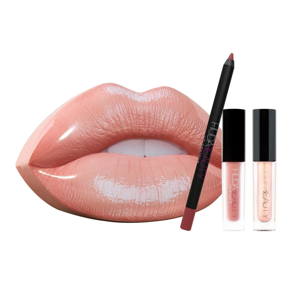 

Make up HUDA beauty Lipstick nuda beauty Eyeshadow Shimmer Palette same color with Hudas Matte glitter huda beauty palette