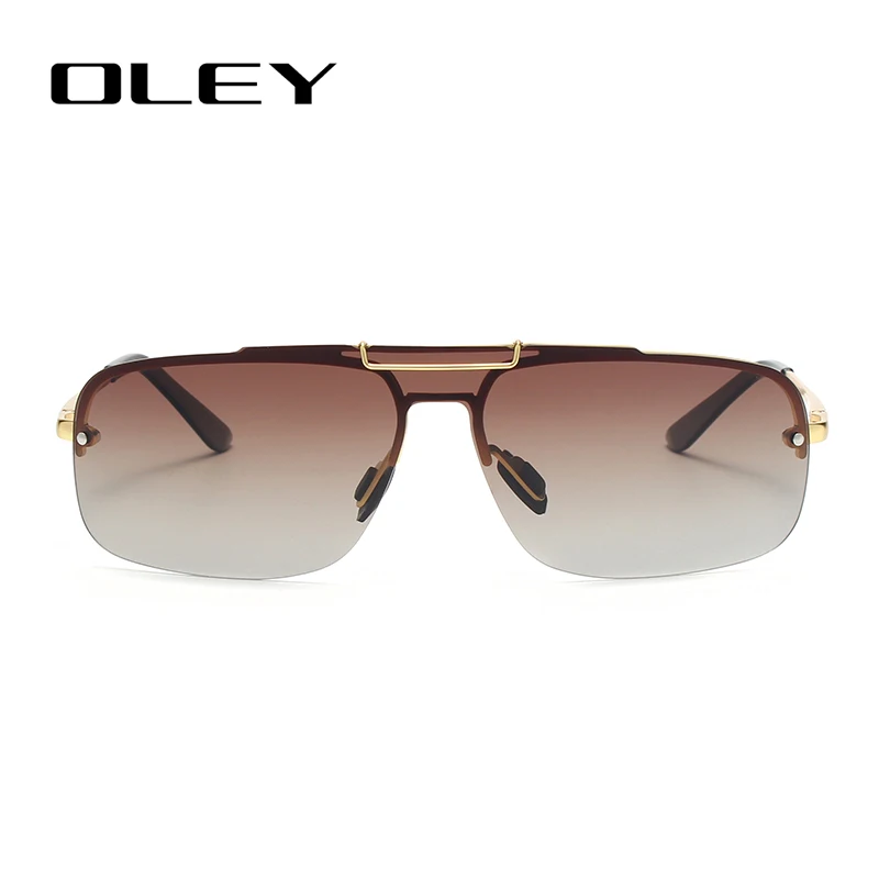 OLEY брендовые безрамные поляризационные солнцезащитные очки для мужчин HD Сиамские модные линзы женские солнцезащитные очки летние антибликовые UV400 очки - Цвет линз: YA43 C4 Gold Brown