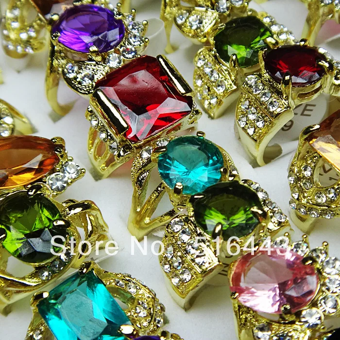 

Gorgeous Jewelry 20pcs Wholesale Lots Mix Style Cubic Zircon Rhinestones Women Rings Freeshipping A-078