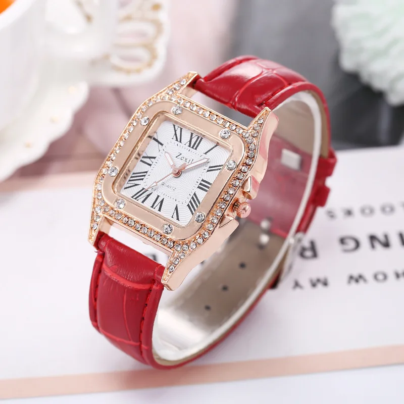 

Luxury Fashion Square Rhinestone Ladies Belt Watch Simple Roman Numerals Diamond Elegant Female Bracelet Quartz Watch New