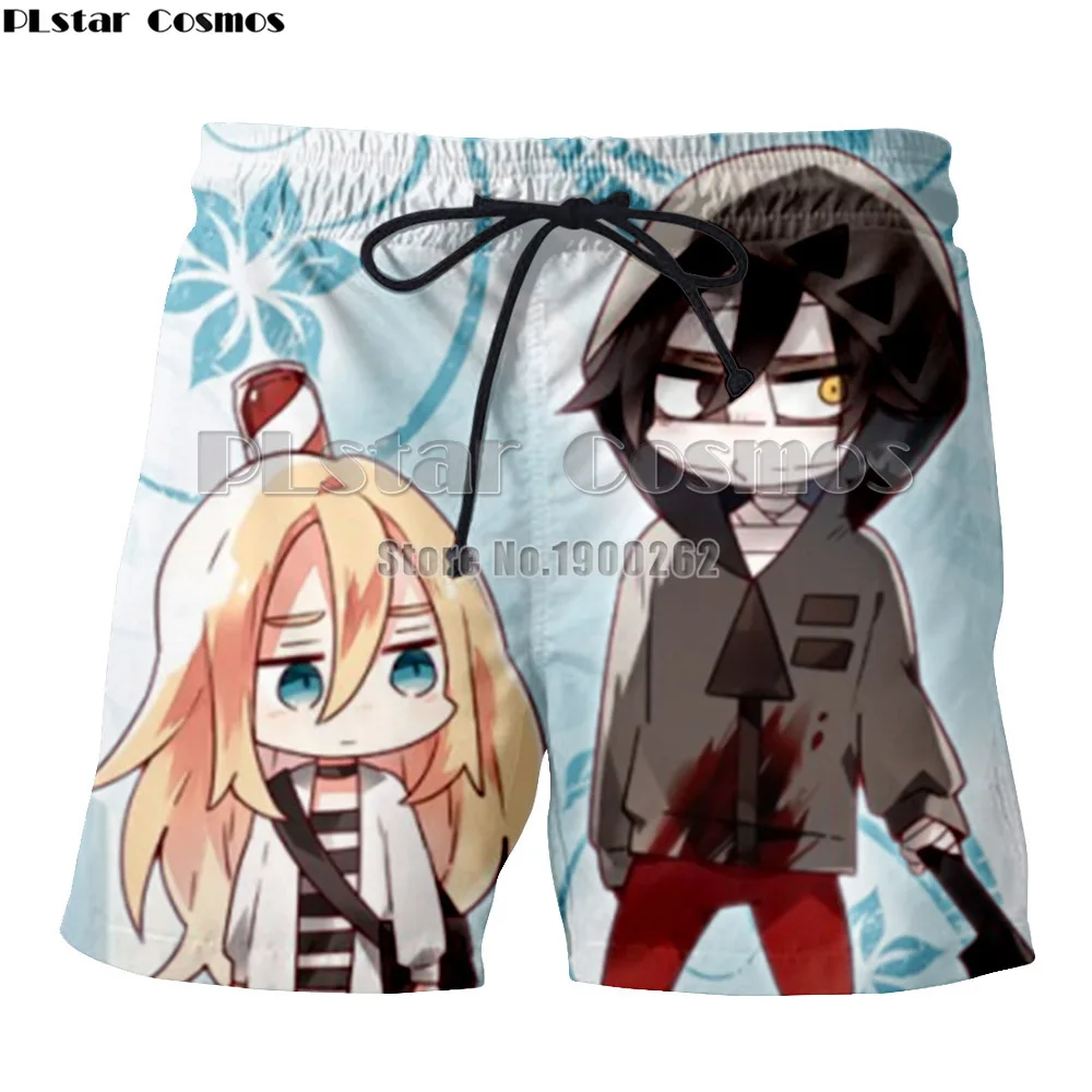 

PLstar Cosmos Angels of Death Anime New Style Cartoon Print 3D color print Cartoon Mens shorts Plus size S-5XL