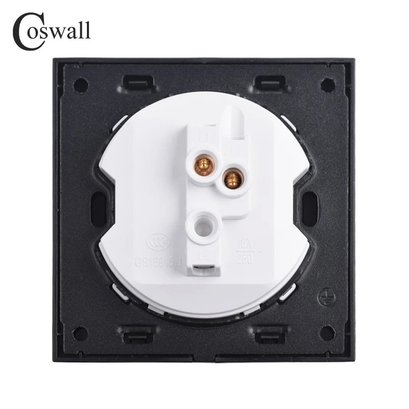 Coswall 1 комплект дверной Звонок переключатель настенный светильник рыцарь Черный Кристалл Закаленное стекло панель R11 серия