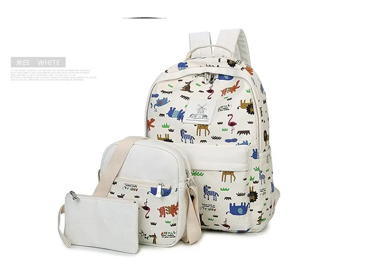 Доступный 3 шт./компл. корейский Повседневный Рюкзак Студенческая школьная сумка высокого качества холст печать походные хозяйственные сумки