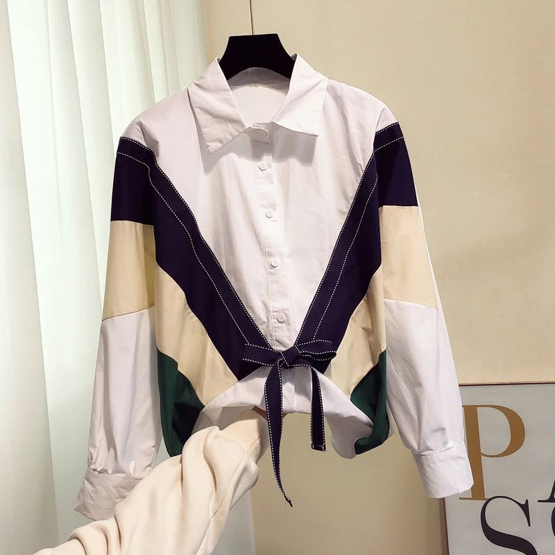 2019 الصيف جديد المرأة بلوزة و القمصان الأزياء تصميم ضمادة بأكمام طويلة القوس سيدة قمصان أبلى قمم