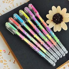 10 pçs/lote Rainbow gel caneta Coréia Do Sul Papelaria Criativa Caneta Multicolor Novidade 6 in1 Highlighter Colorido Material Escolar