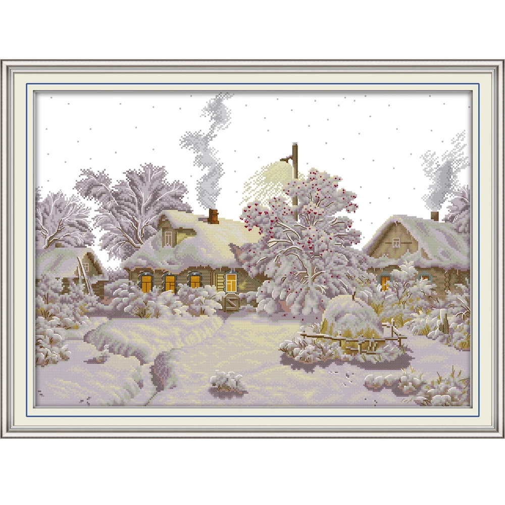 Nkf Winter Village Counted Cross Stitch Patterns 11ct 14ct Chinese Cross Stitch Kits For Embroidery Home Decor Package Aliexpress