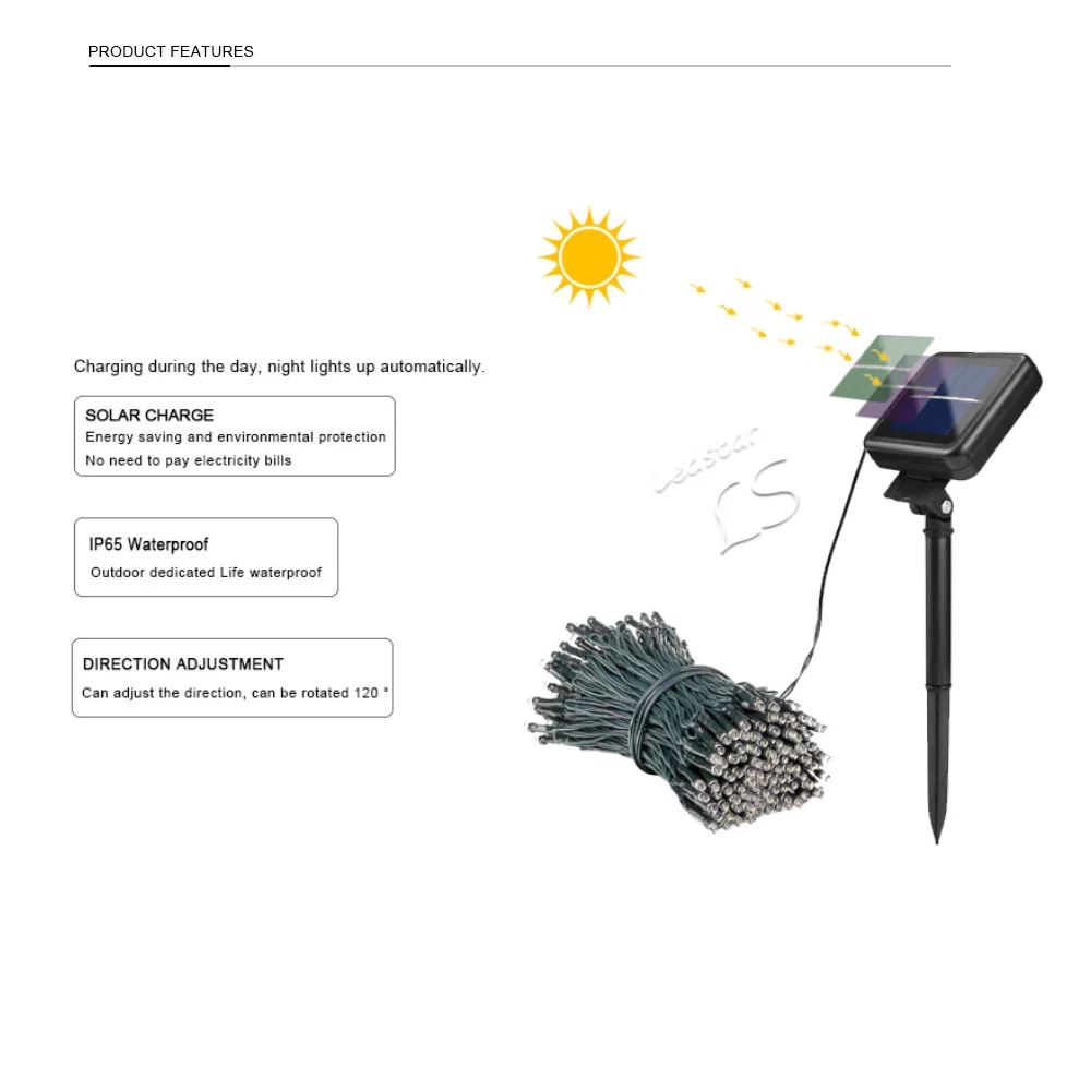 50/100/200 Led Holiday Light Outdoor Solar Fairy String Wedding Lights Solar Lamps Waterproof For Home Christmas New Year Decor 50/100/200 Led Holiday Light Outdoor Solar Fairy String Wedding Lights Solar Lamps Waterproof For Home Christmas New Year Decor