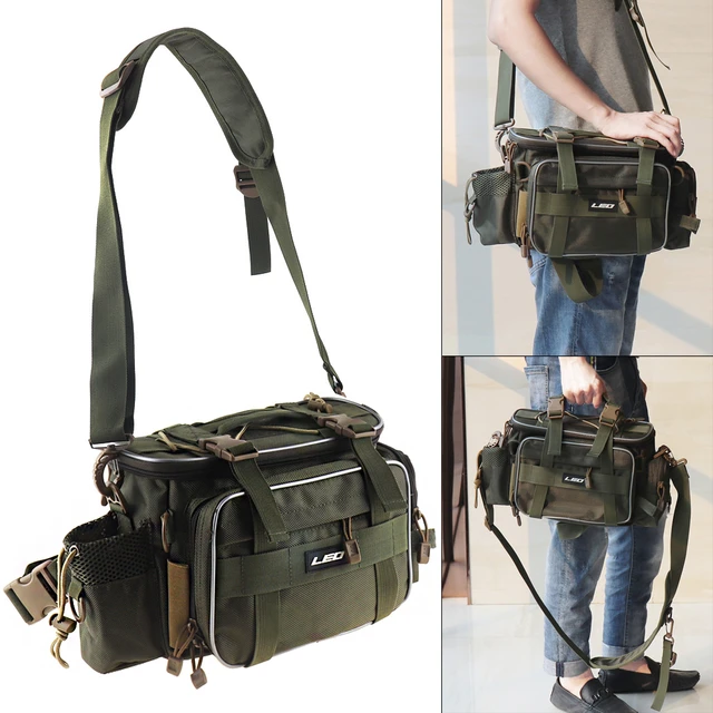 Army Green Outdoor Fishing Bag Waterproof Oxford Cloth Waist Shoulder  Messenger Fishing Tackle Reel Lure Camera Storage Bag - AliExpress