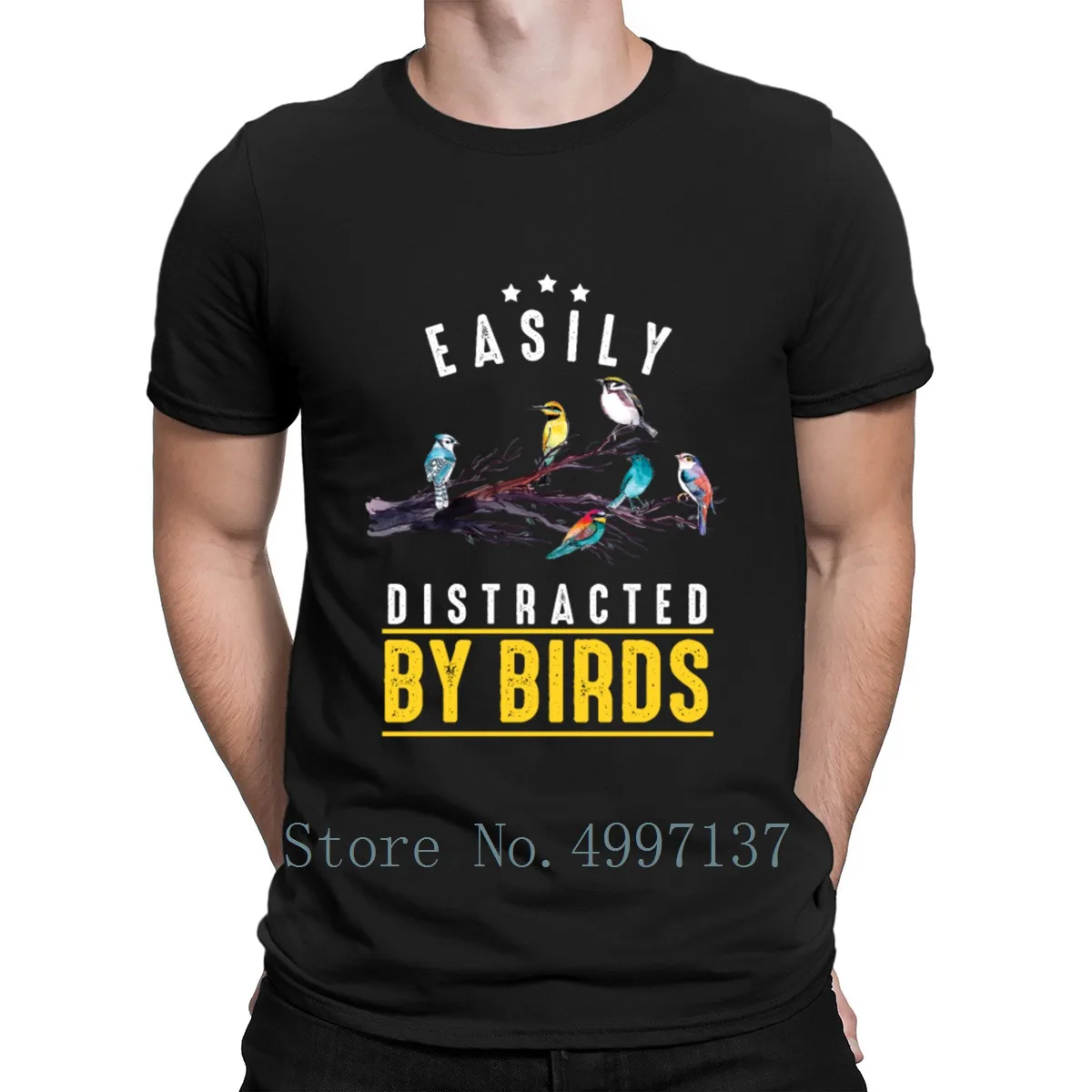 Easily Distracted By Birds Birding Birdwatching T Shirt New Style Spring Autumn S-Xxxl 100% Cotton Personalized Outfit | Мужская одежда