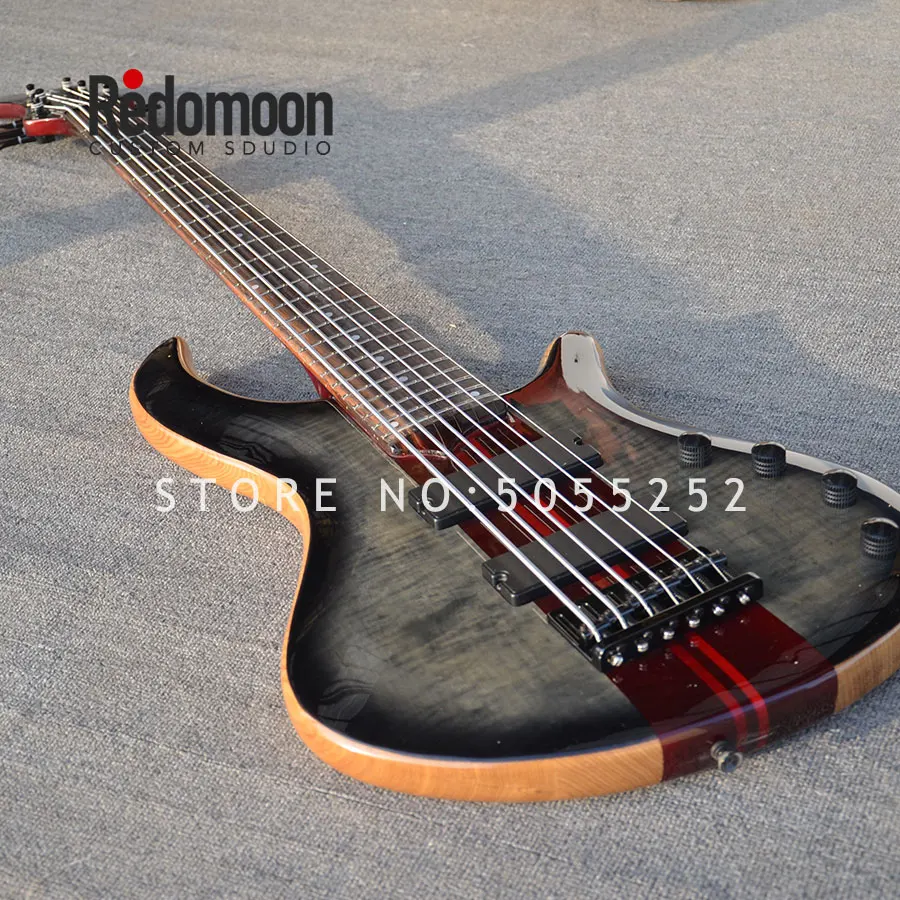 

Factory custom 6 strings Mayones bass rosewood fretboard with Neck-thru ash body electric bass guitar musical instrument shop