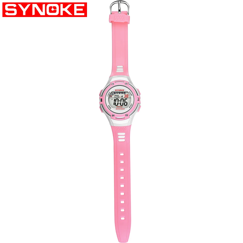 SYNOKE 9728 детские цифровые часы спортивные водостойкий будильник 12/24 час секундомер