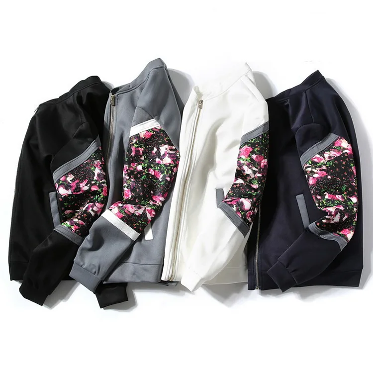 Bomber Jackets Women 2018 Autumn Causal Flowers Floral Basic Jackets Windbreaker Ladies Coats Zipper Lightweight Jacket Famale