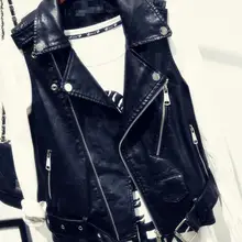 Plus Size Black Sleeveless Pu Leather Jackets 2019 Spring Summer Women Pu Belt Veste Motorcycle Jacket Waistcoat Rivet Vests 807 pu leather panel plus size sleeveless bandage mini hot dress