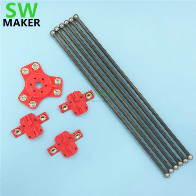 

Reprap Kossel XL Red Plastic magnetic effector+carriage+300mm carbon tube Diagonal push rods kit for Delta kossel DIY 3d printer