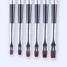 6Pcs set Flat Head Brushes with Detachable Cap UV Gel Nail Art Brush Kit Painting Drawing