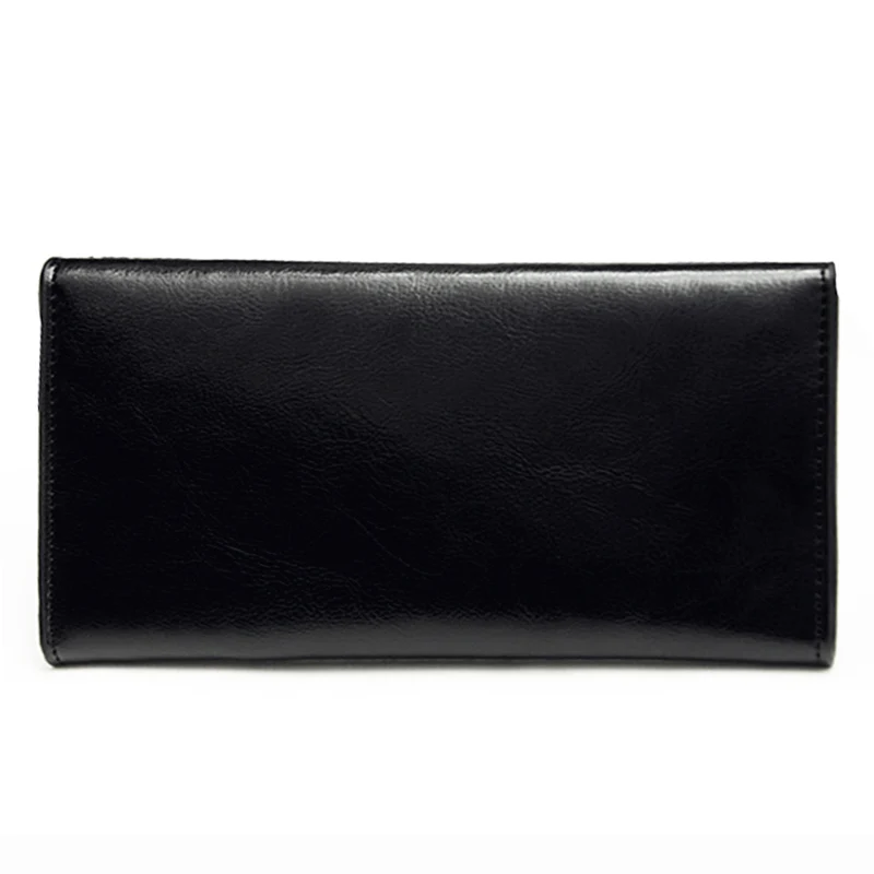 

VSEN Hot Genuine Leather Wallet Women High Quality Soft Long Purse Fashion Female Wallets Card Holder Black