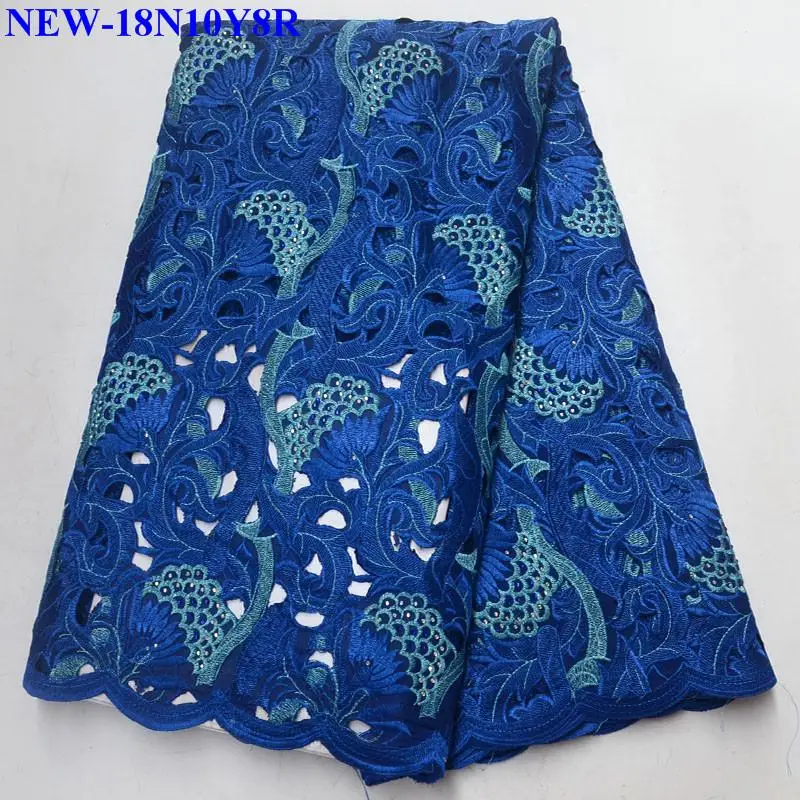 2018 New Design Embroidered African cotton Lace Fabric High Quality Nigerian French With Stones Swiss Voile GHU006 | Дом и сад