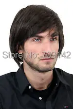 

Men's Wig Men Medium Long Youth Casual Modern Dark Brown Wig male man Kanekalon hair wigs Freedom deliver