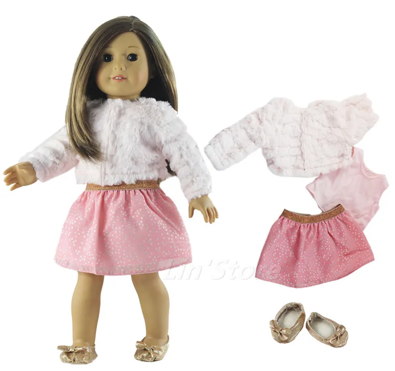 6 шт. Комплект Одежда для кукол наряд пальто+ жилет+ юбка+ сумка+ очки+ обувь для 18 дюймов американская девочка кукла много стилей на выбор