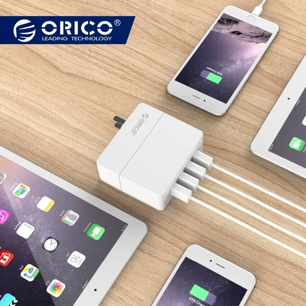 

Desktop USB Charger,ORICO 4 Ports 6.8AUSB Wall Charger 34W for iPhone 7 Mobile Phone Smart Charger