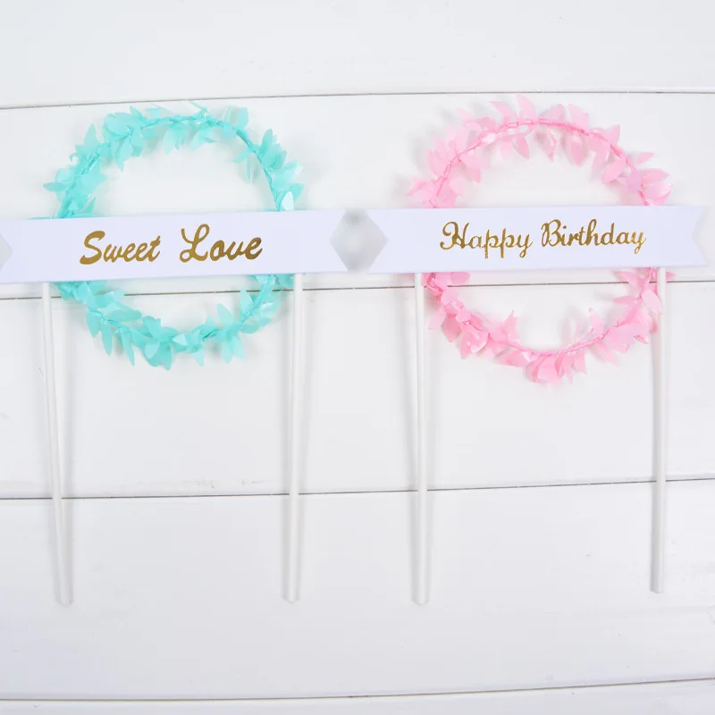 

1pc Tree Vine Happy Birthday Cake Topper New Arrival Sweet Love Word Cupcake Toppers Forest Series Dessert Table Decoration Flag
